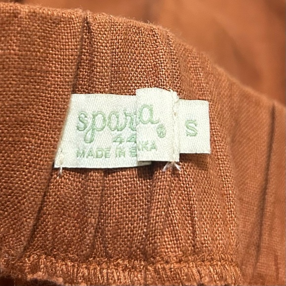 Spartina 449 Linen Pants S Brown Rylene Wide Leg Palazzo Floral Embroidered - Picture 6 of 8